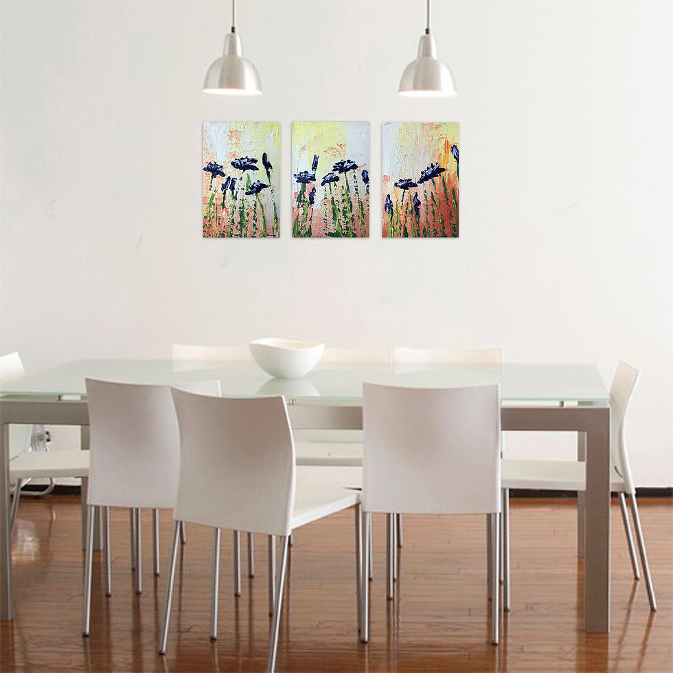 Miniatura: Centáureas en verano (triptico de 30 x 60 cms)