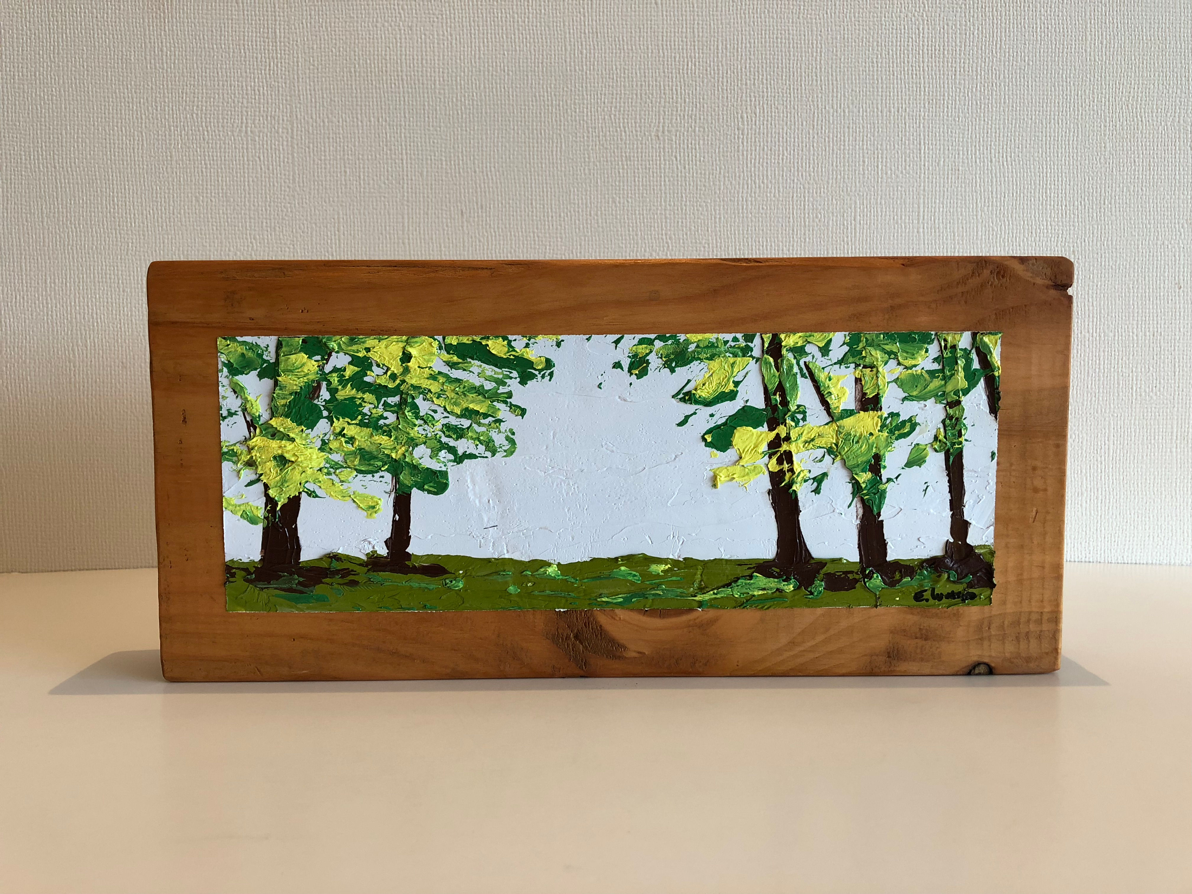 Oleo sobre Oregón XV (30 x 14 x 4 cms)