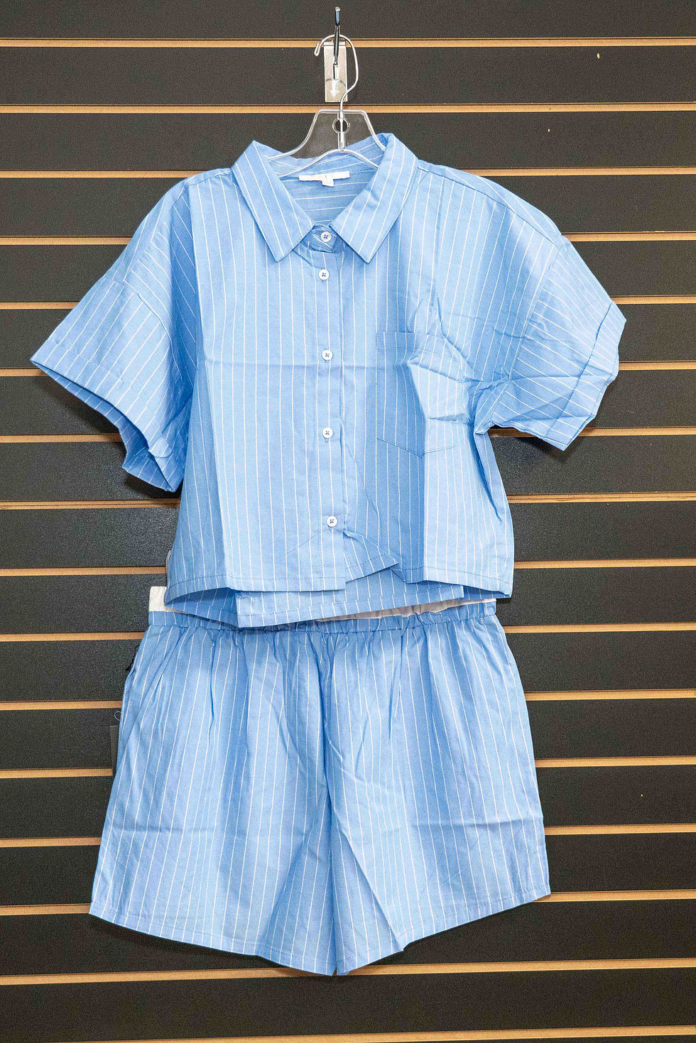 Thumbnail: Iris Blue Two-Piece Button-Up Top and Shorts