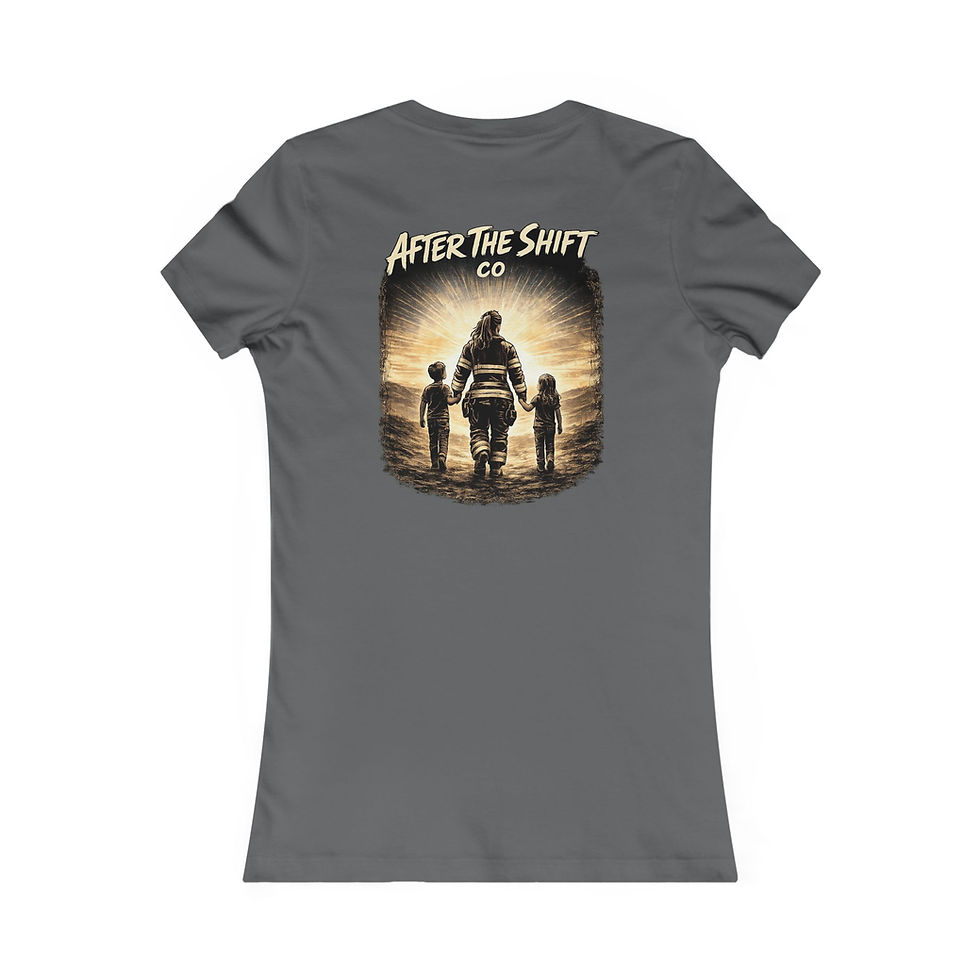 Thumbnail: Police mom T shirt, 'After The Shift Co' graphic with mom and kids