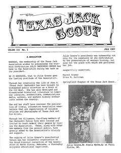 Texas Jack Association Scout - Issue 8 - July 1987