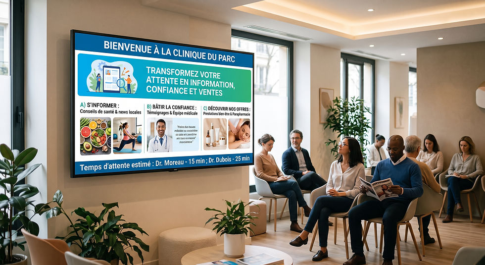 Un écran dans une salle d'attente