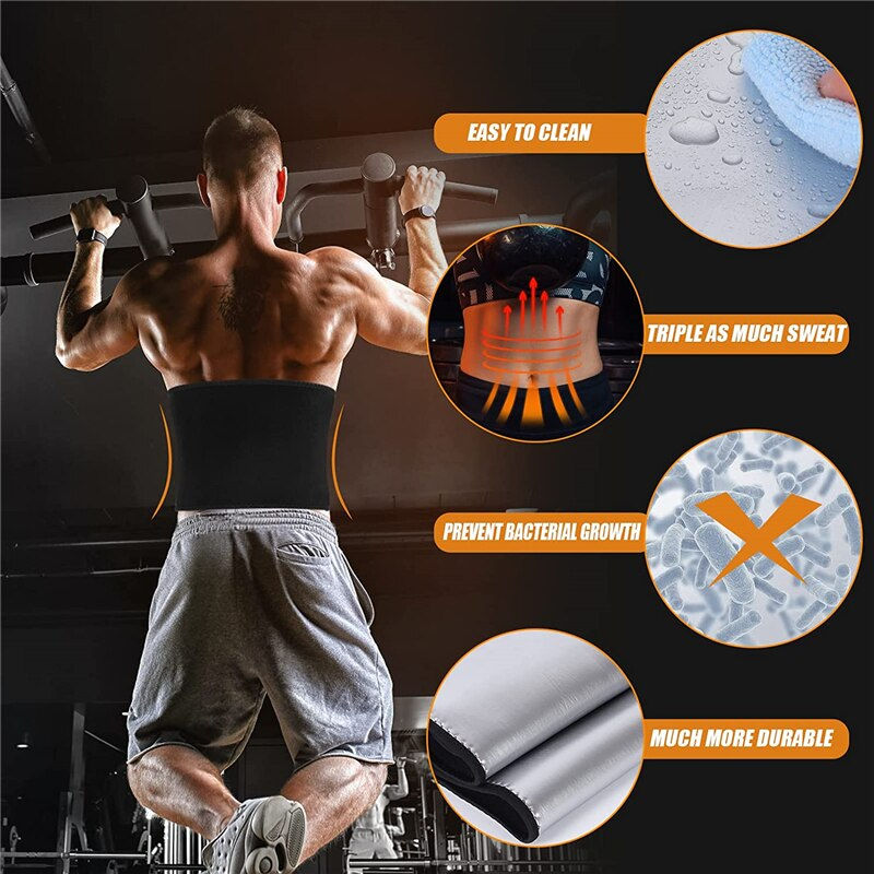 Thumbnail: Waist Trimmer Unisex Belly Wrap Workout Sports Sweat Band Abdominal Trainer Weig