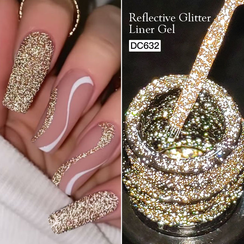 Thumbnail: Reflective Glitter Liner Gel Nail Polish Gold Silver Spider Line UV Gel Pull Lin