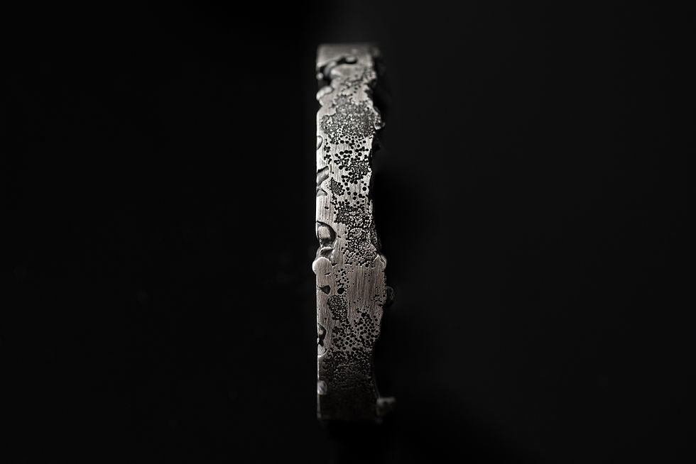 Thumbnail: Volcanic Solid Silver Men's Bracelet - Medium