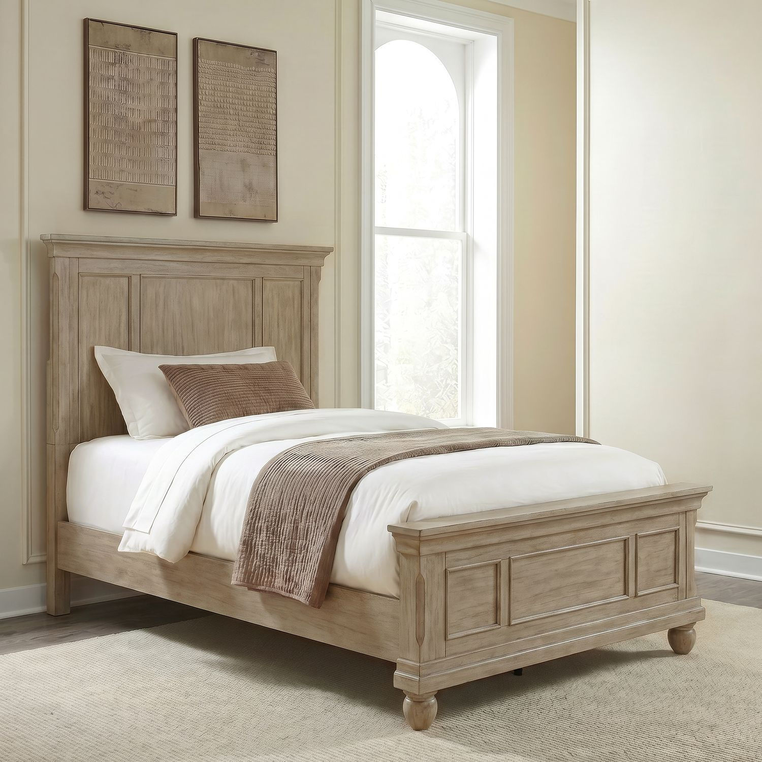 LIB Rustic Traditions Twin Bedframe (HB, FB, and Rails only) - Tan