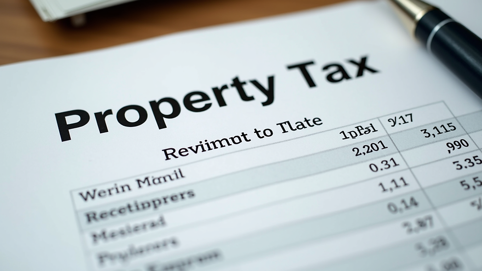 Close-up view of a property tax bill and payment receipt