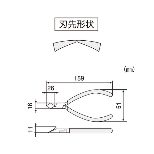 斜ニッパー(穴付) ストリップ（被覆剥き）機能付き NN-46