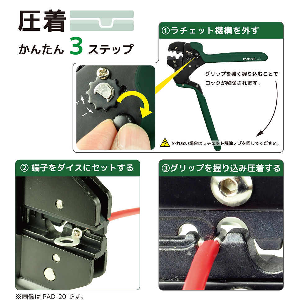 サムネイル： PAD-20 ダイス交換式ラチェットクリンパー
