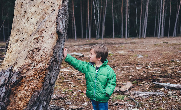 Boy Leaning Against a Tree