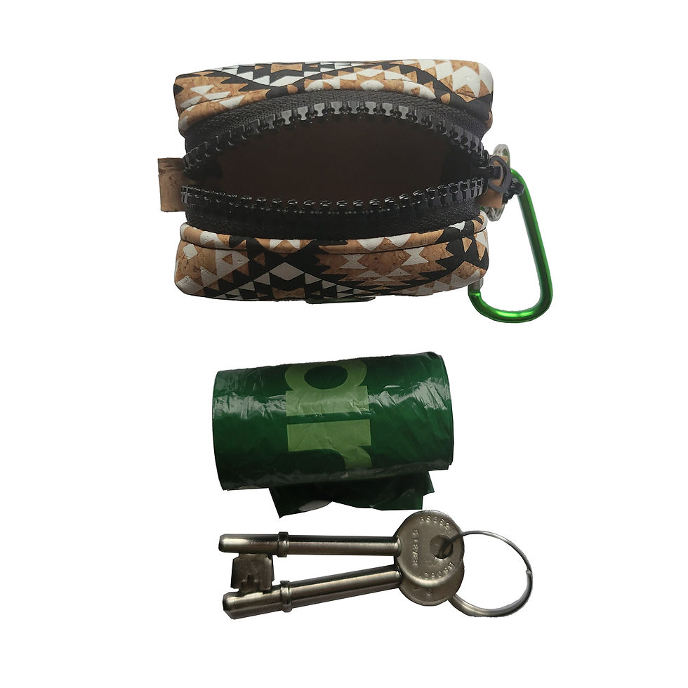 Thumbnail: Dog Poop Bag Dispenser - Geometric Diamond Pattern printed cork - Eco Frien
