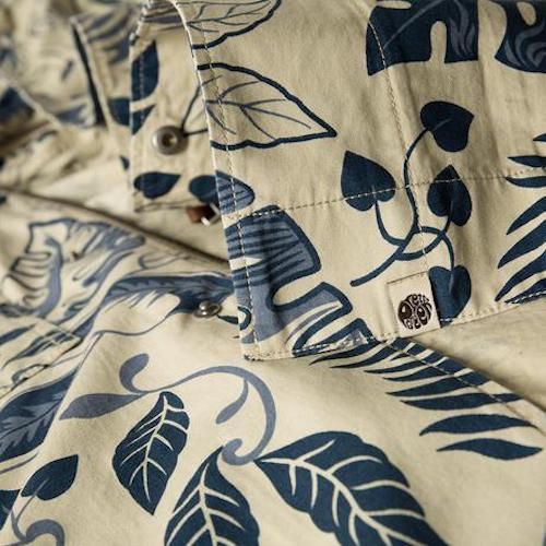 サムネイル： プリティーグリーンフラップポケットリーフカモプリントモッズパーカー(ブルー)