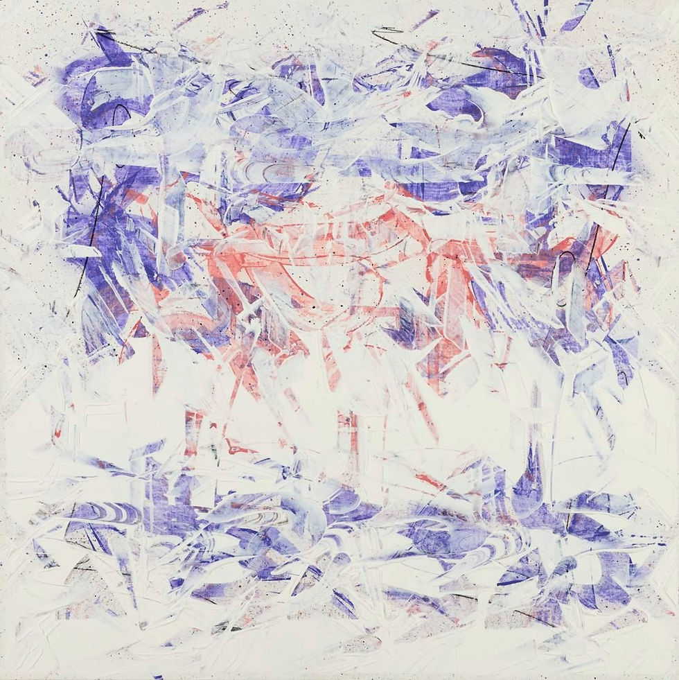 小畑多丘, Move the Volume / Carving & Modeling (Constant Mass), 2024 年, H90×W90×D5cm, キャンバスにアクリルスプレー、アクリ ル絵の具、コンテ, Photo by Kenichi Muramatsu