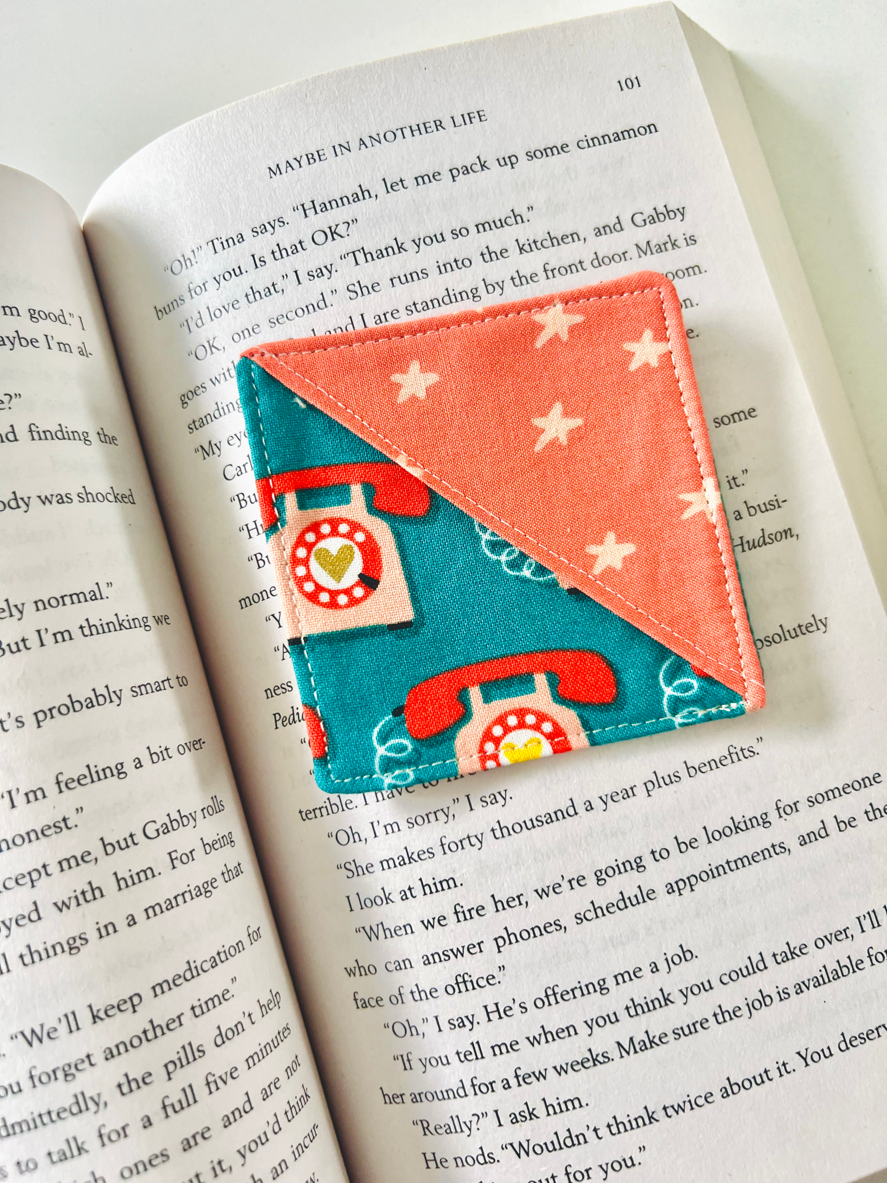 Coral Starry/Telephones Corner Bookmark - Small