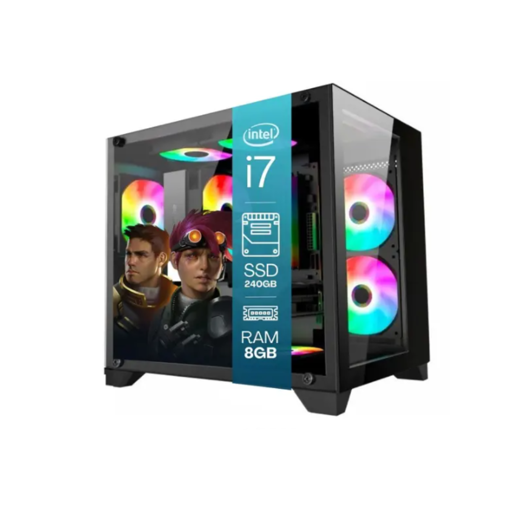 Computador PC Gamer Completo TOB Intel Core i7 SSD 480GB 16GB Gabinete Aquário