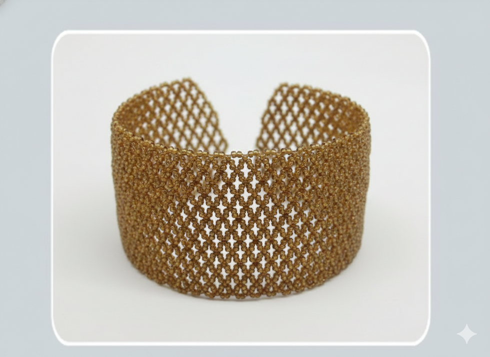Miniatura: Pulsera Ancho de Malla de Abalorios Ambar