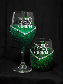 St. Patricks day blinged drinkware