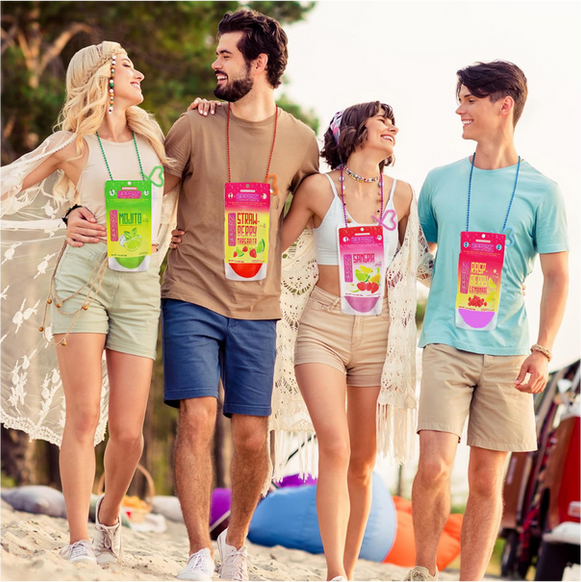 two couples hiking with Sipperz pouches