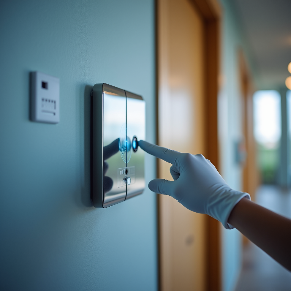 Close-up view of a technician inspecting a home’s electrical panel