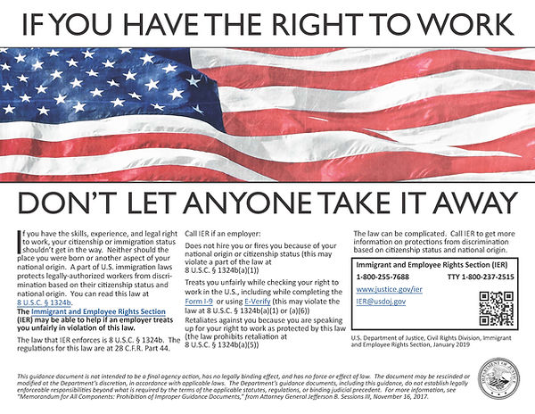Right to Work notice poster