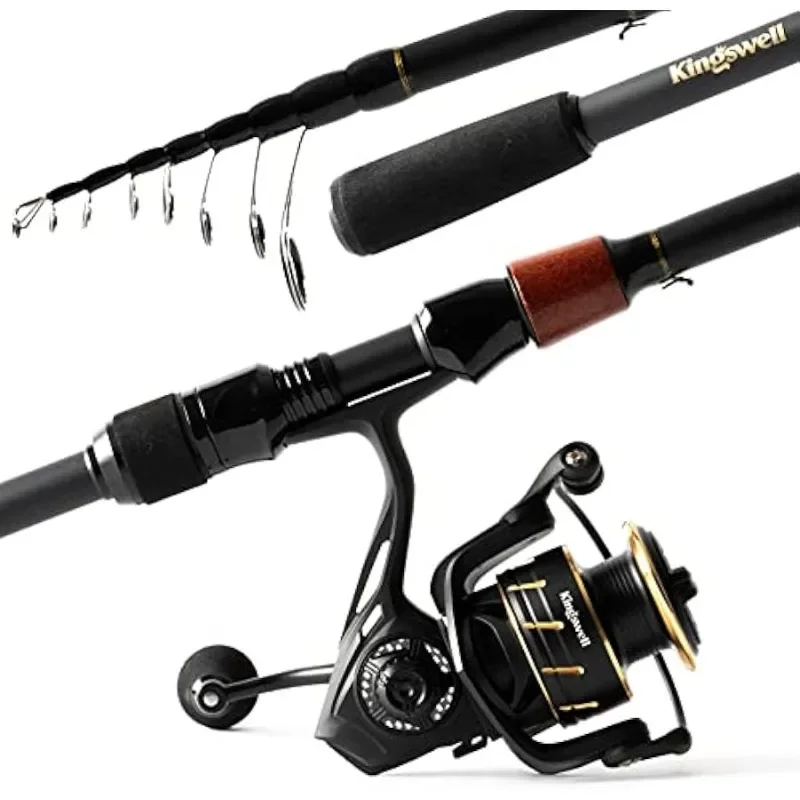 KINGSWELL Premium Graphite Carbon Telescopic Fishing Rod and Reel Combo