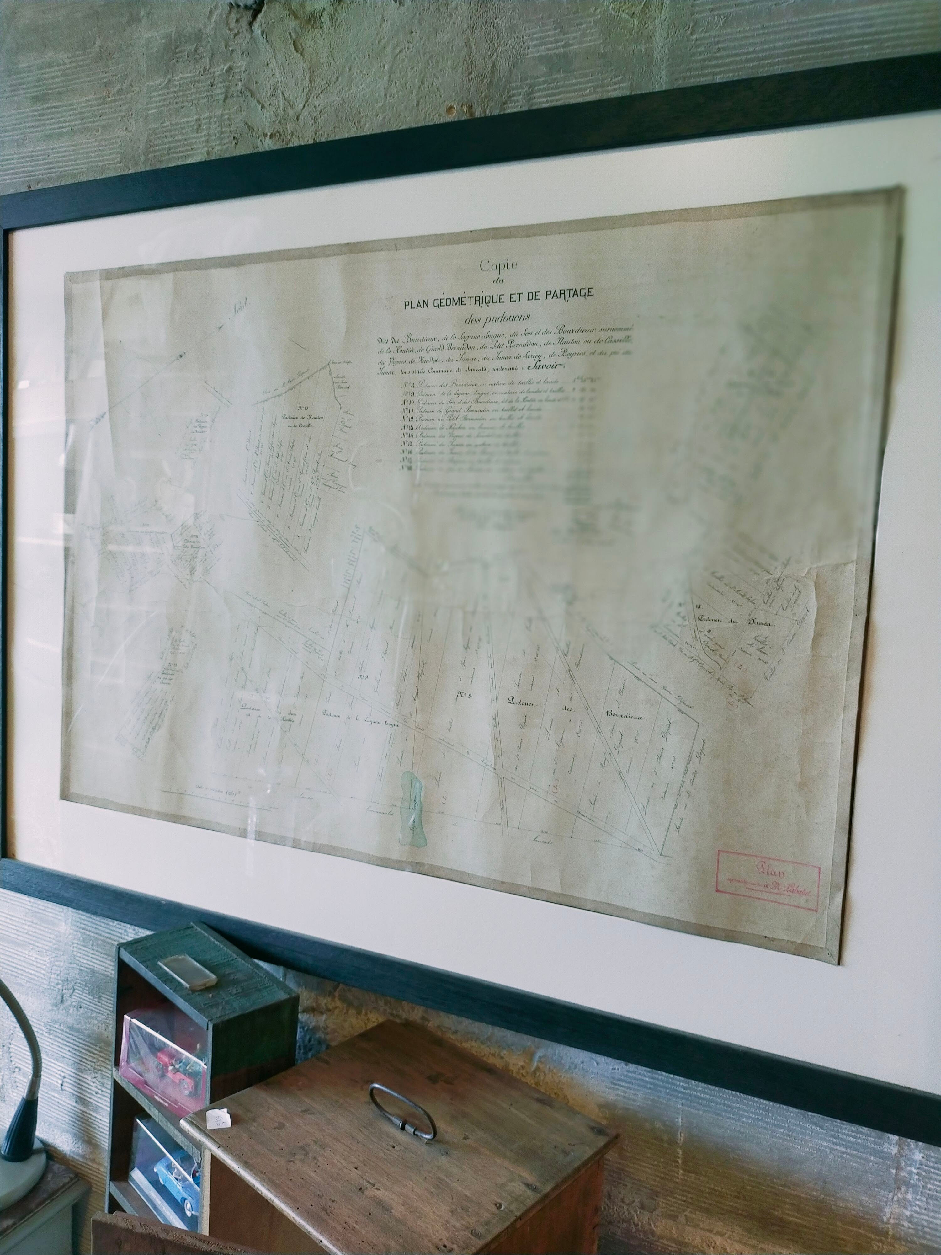 Plan géométrique et de partage, ville de Saucats, de 1852