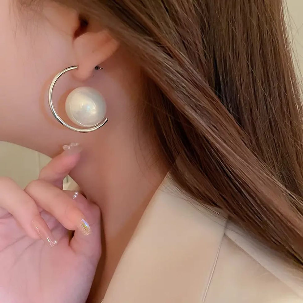 Thumbnail: Korean Earrings Silver Plated with Pearl & Shinny for Women Girls