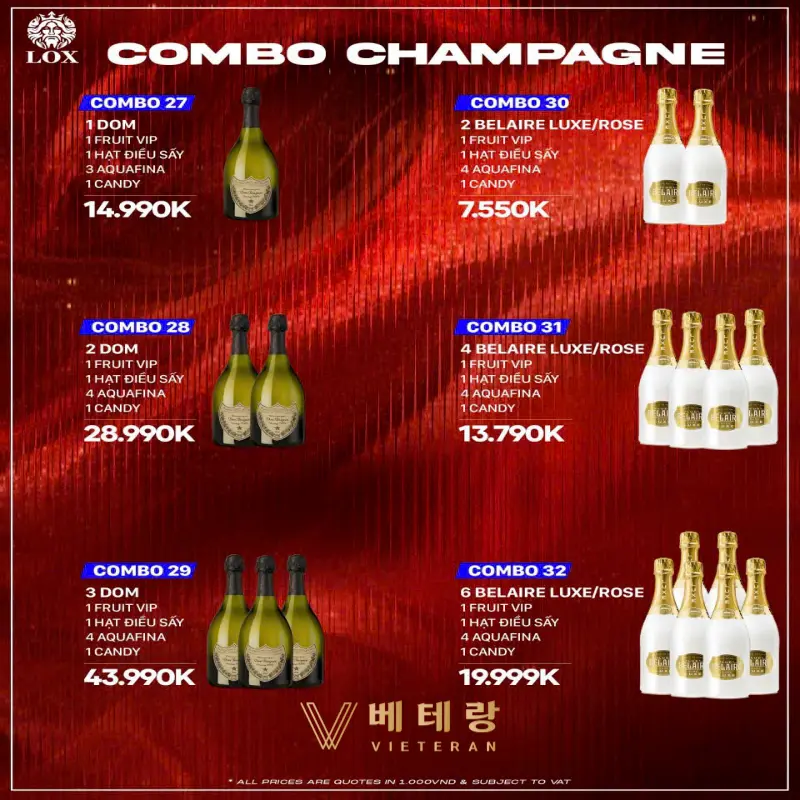 붕따우 록스 클럽 가격표 샴페인 세트 사진