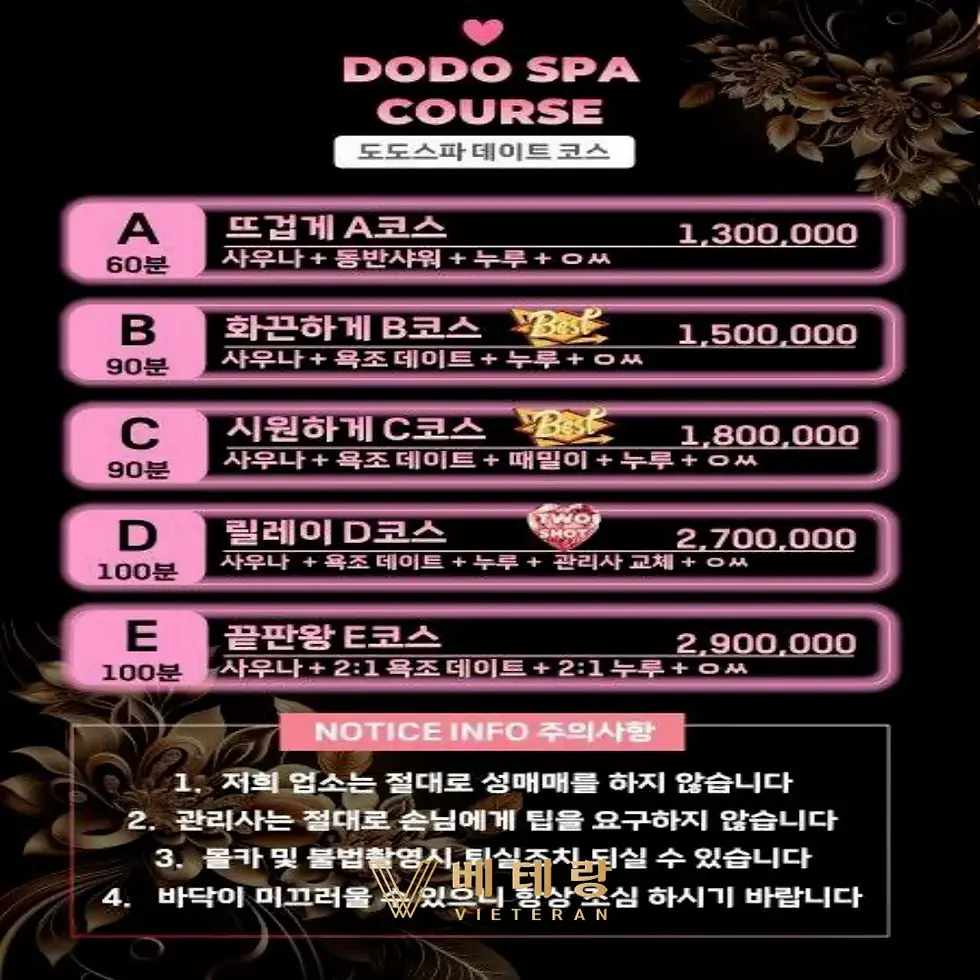 호치민 도도스파 가격표