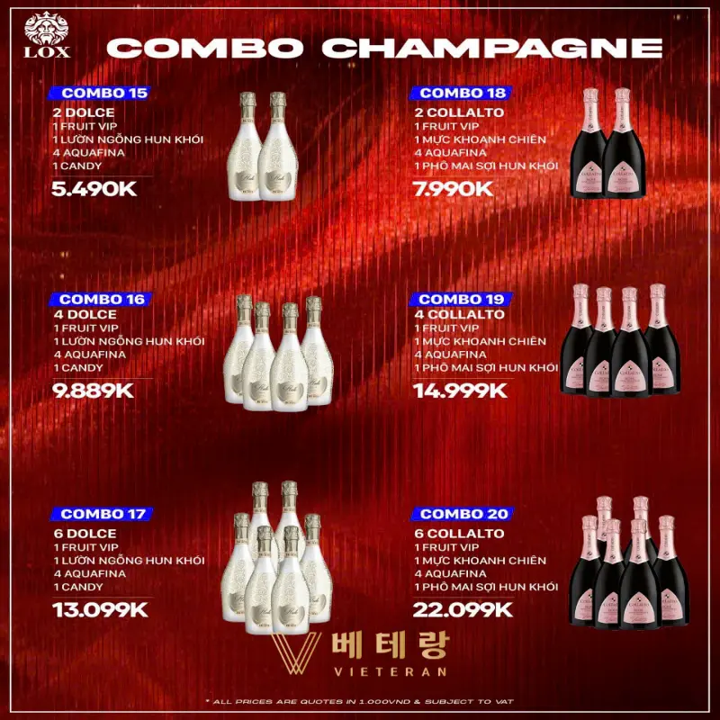 붕따우 록스 클럽 가격표 샴페인 세트