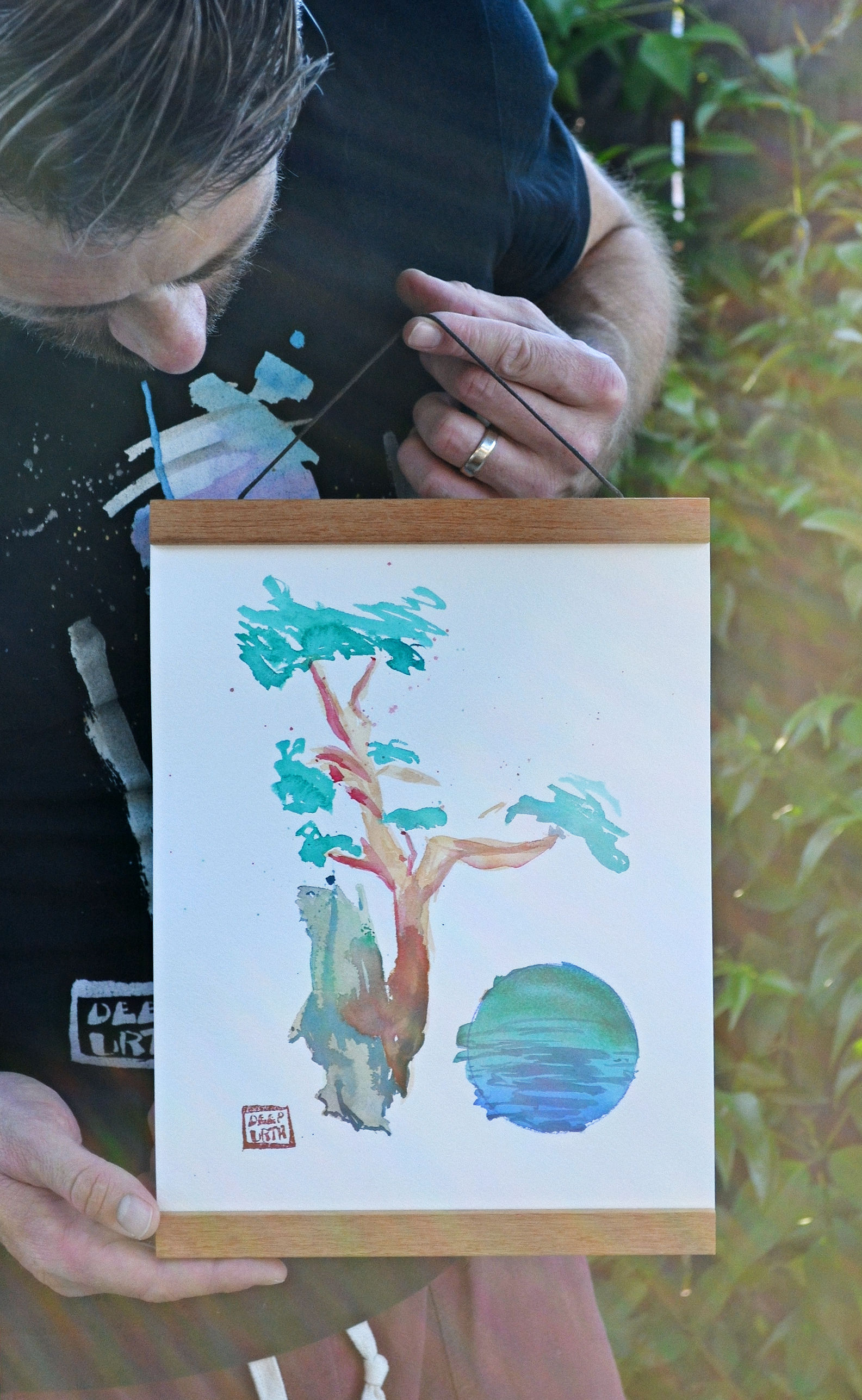 Root-in-Rock Bonsai Original Watercolor