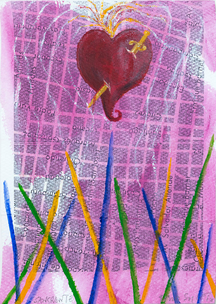 Pablo Sycet: PABLO SYCET, Sangrante, 01.2021. Técnica mixta sobre papel. 32,5x23 cm