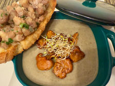 Crémeux de lentilles aux girolles et tartine de marrons, recette automnale gourmande