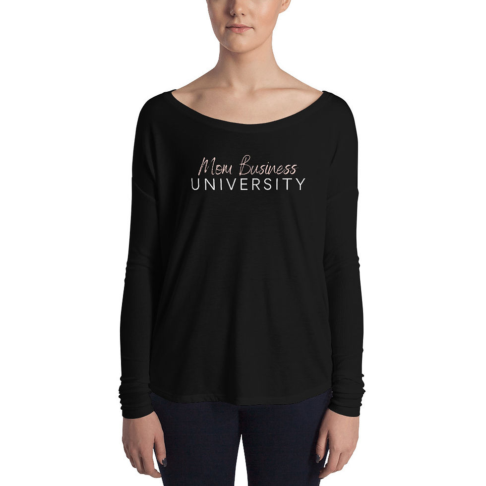 Thumbnail: Mom Business University Ladies' Long Sleeve Tee (Black)