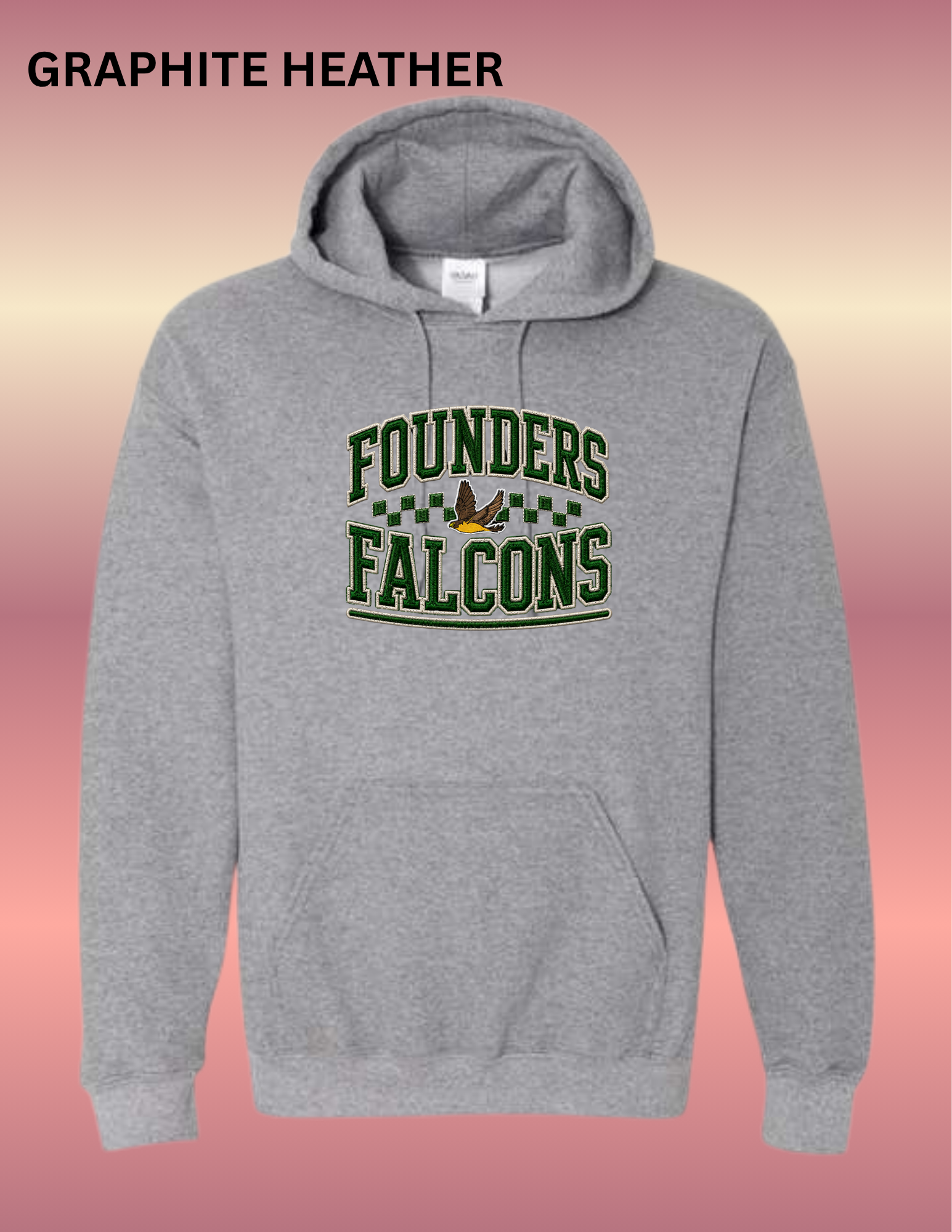 Founders Falcons Embroidery Look Gildan G185 Heavy Blend 50/50 Hooded Sweatshirt