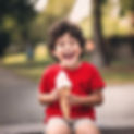 happy kid eating ice cream outside, red shirt.jpg