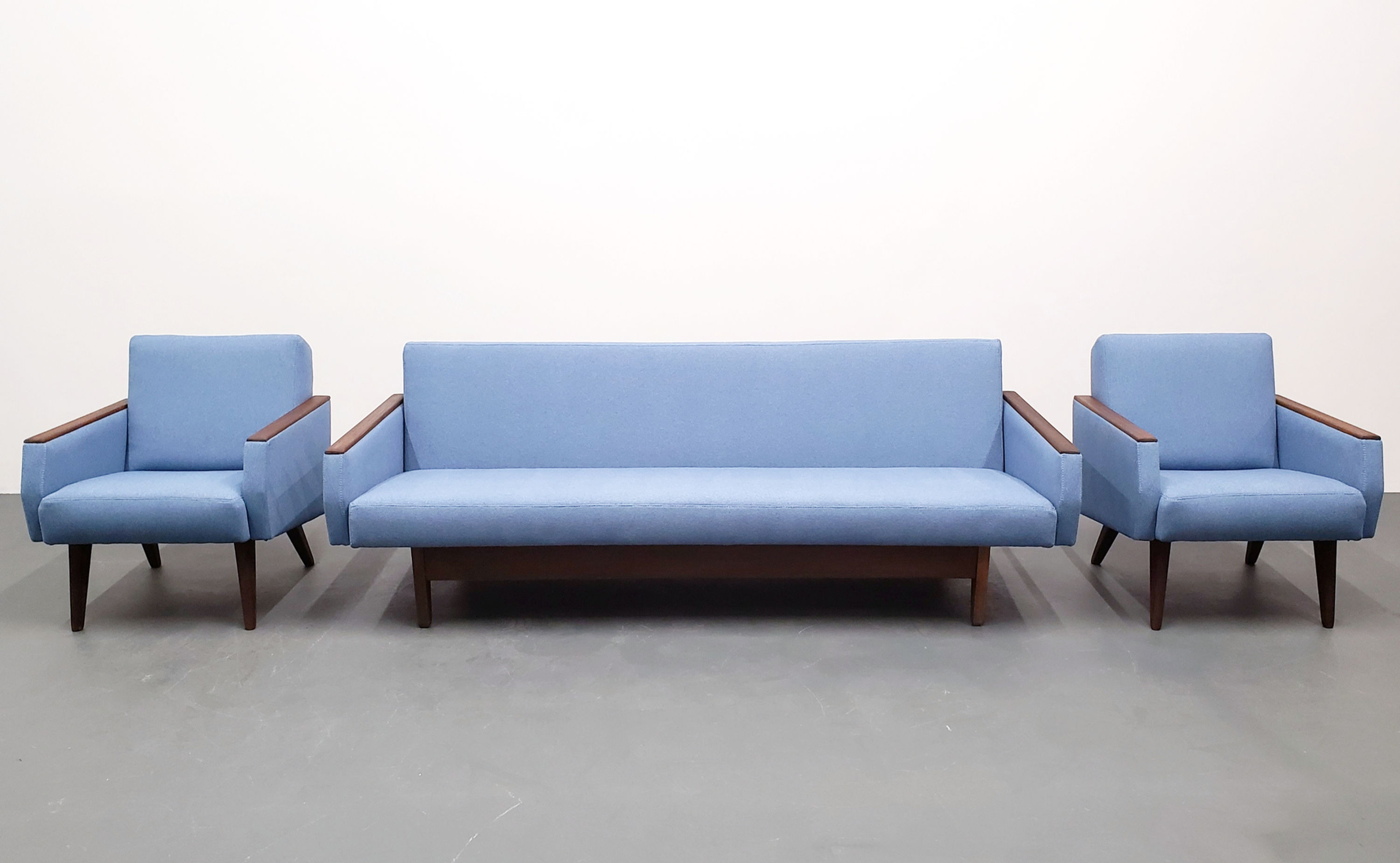 Mid Century Danish Living Room Set in Blue