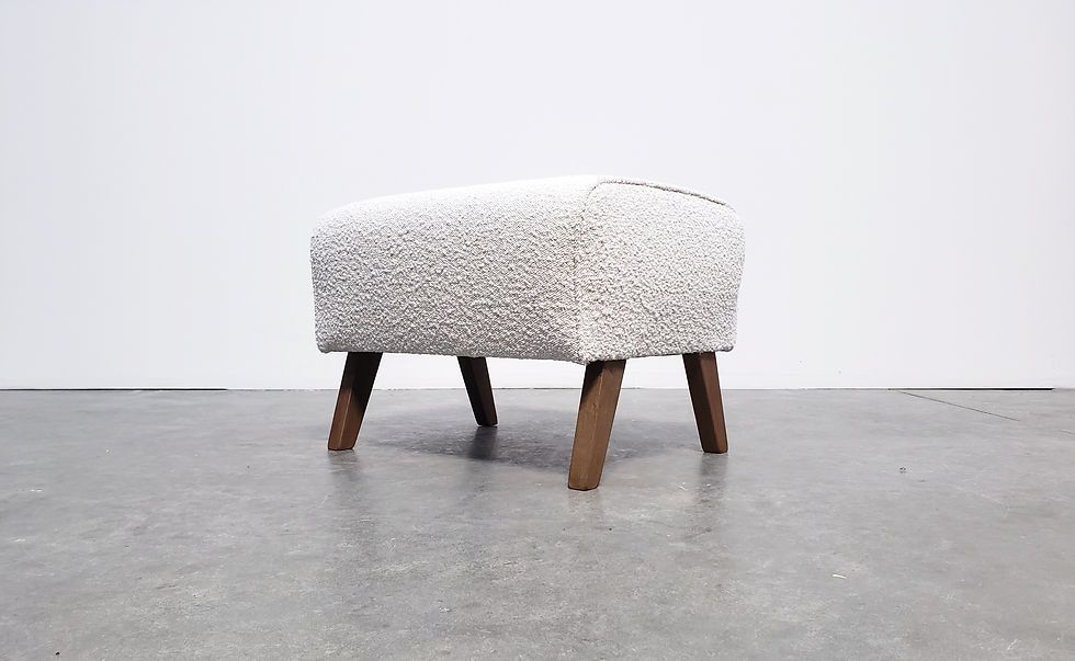 Livian Ottoman in Ivory Boucle Halabala footstool LOFTME