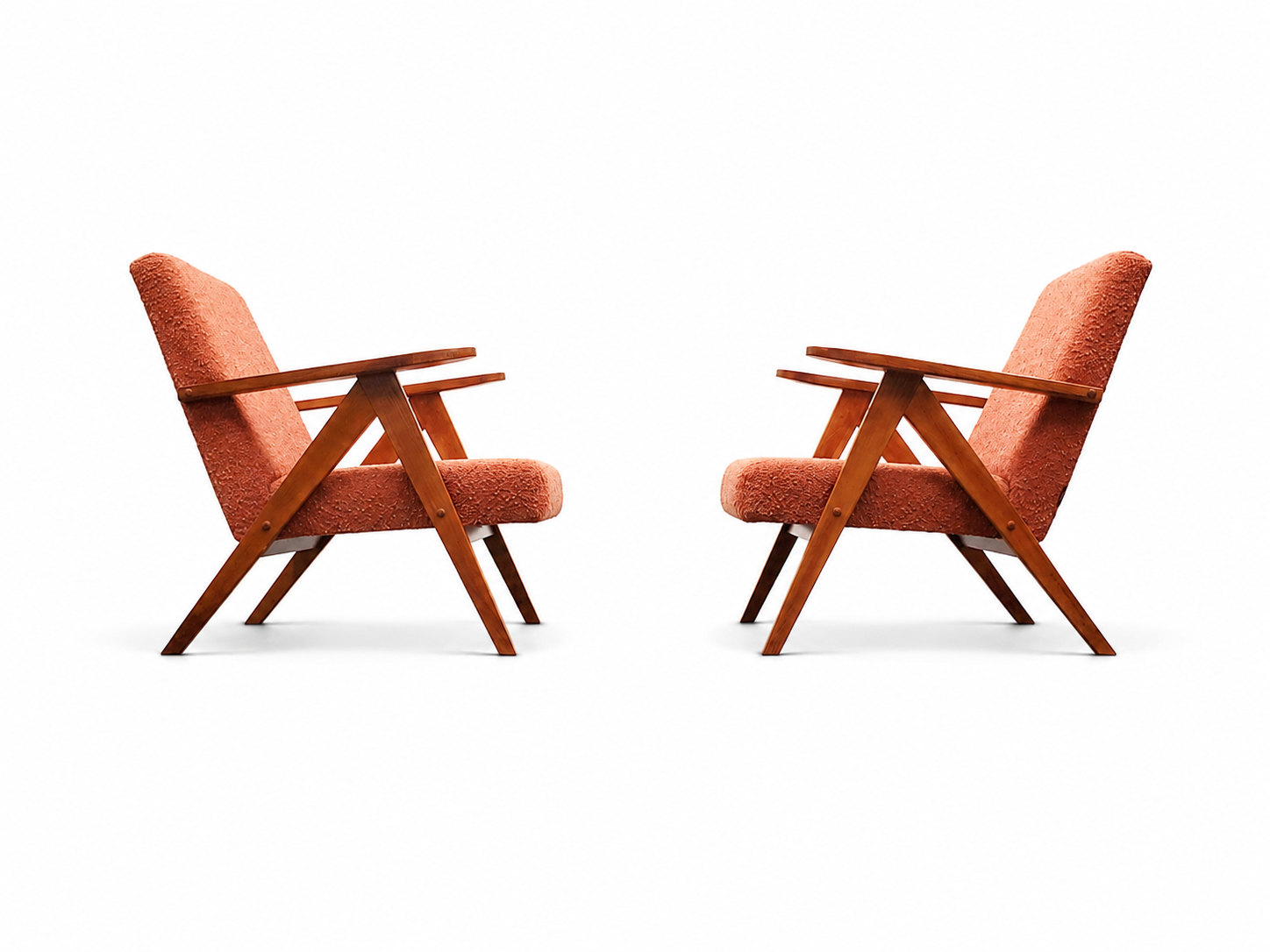 Mid Century Easy Chair Model B - 310 Var in Rusty Brown Boucle