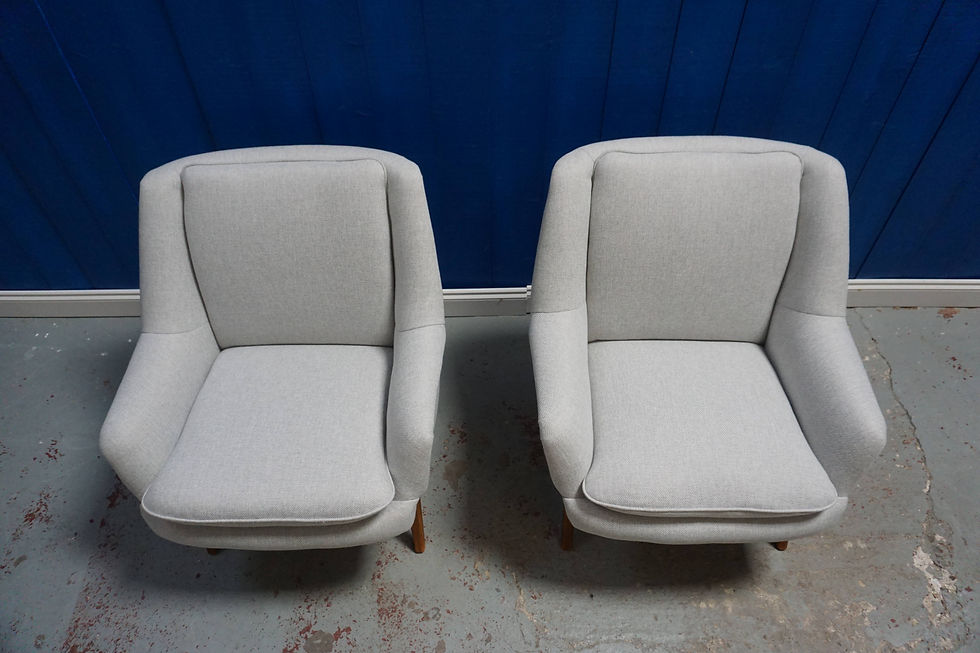 Thumbnail: Mid Century Danish Club Amrchairs in Light Grey Tweed, Set of 2 Danish Design Knoll