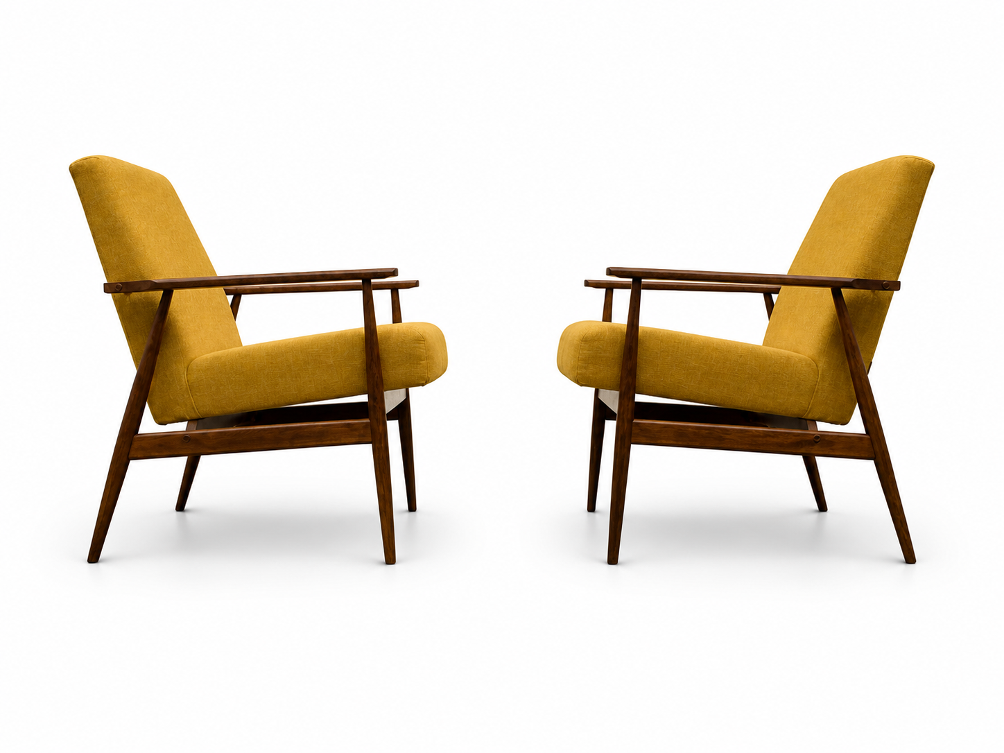1960 Henryk Lis Mid Century Armchair in Yellow Tweed