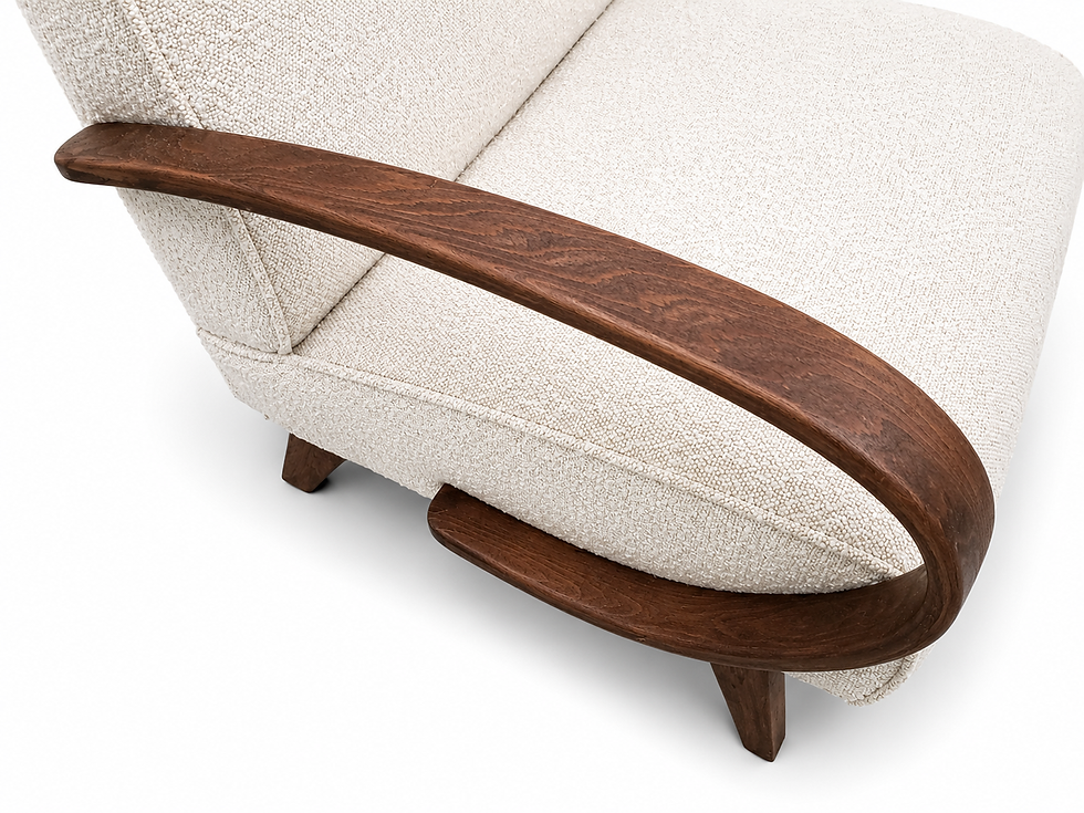 Thumbnail: 1930 Jindrich Halabala Bentwood Armchair in Ivory Premium Boucle