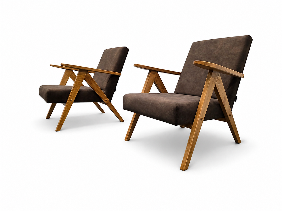 Thumbnail: Mid Century Easy Chair Model B - 310 Var in Brown Velvet