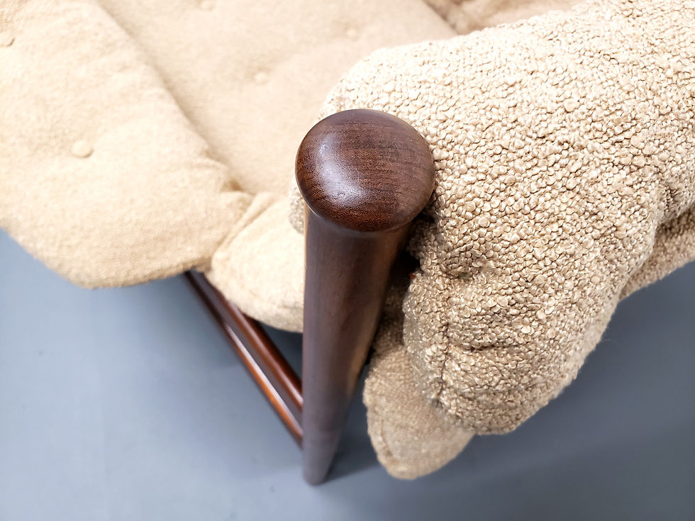 Thumbnail: Guy Rogers Santa Fe Teak Lounge Armchairs in Beige Boucle