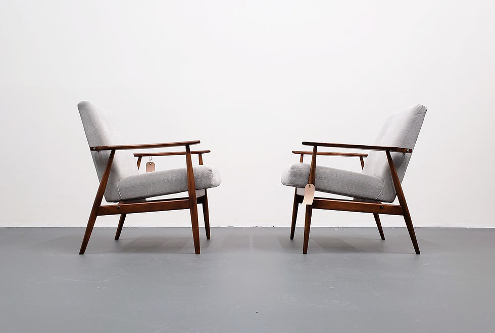 1960 Henryk Lis Armchair in Ash Grey Velvet