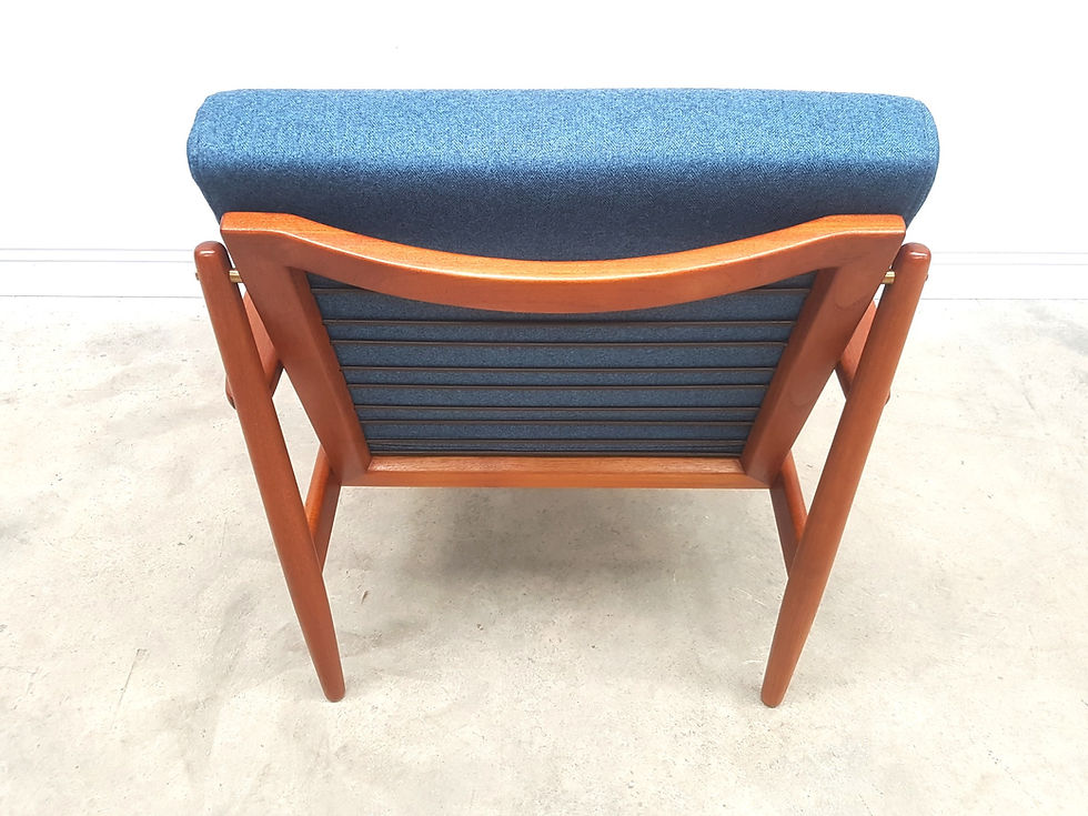 Thumbnail: 1950 Mid Century Danish Teak Easy Chair By Arne Vodder For Glostrup, Blue Tweed
