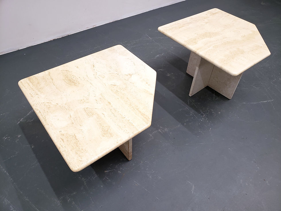 Thumbnail: Italian Travertine Side Tables | Set of Two | 1970s