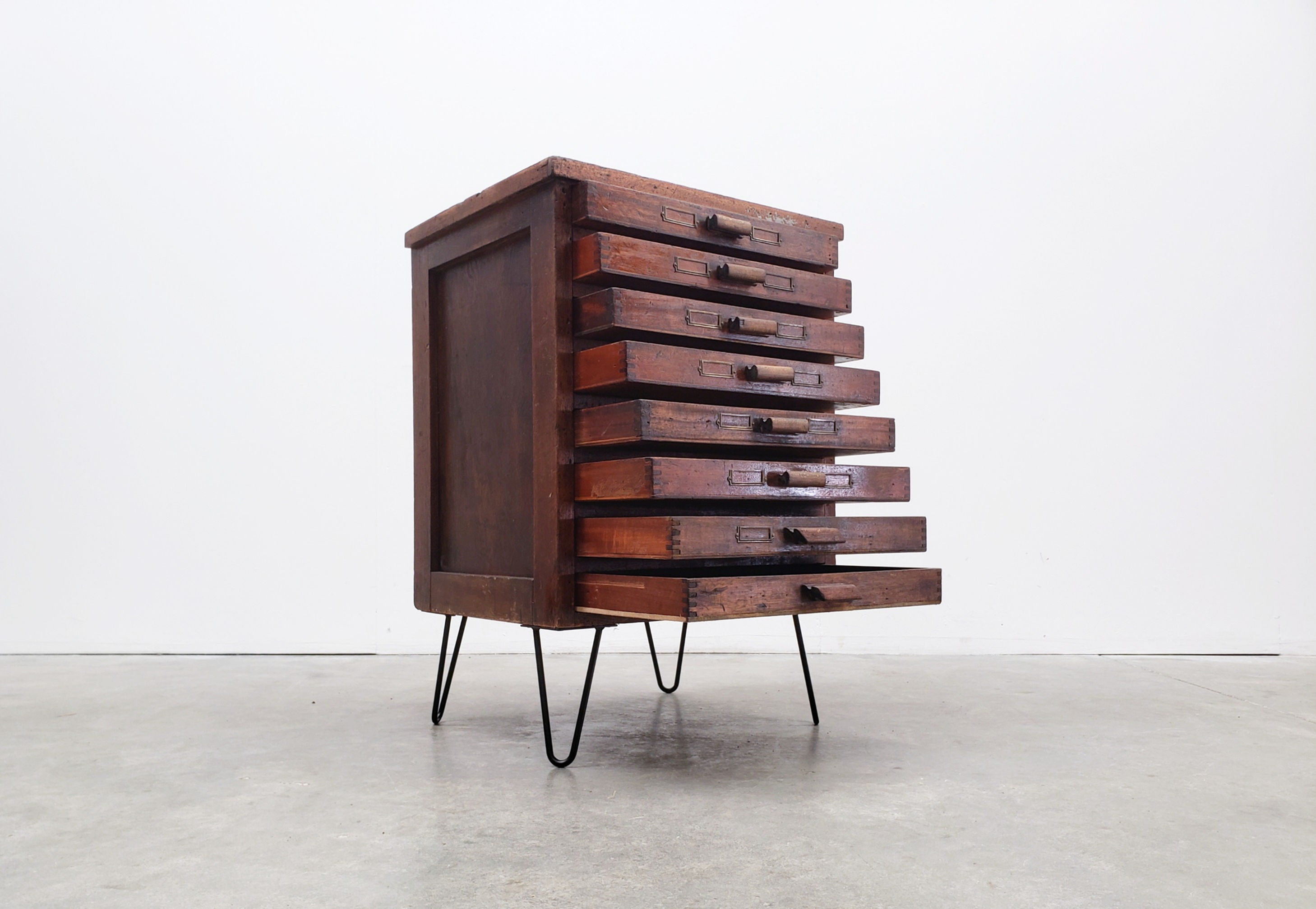 Vintage Industrial German Printer's Wood Cabinet LOFTME