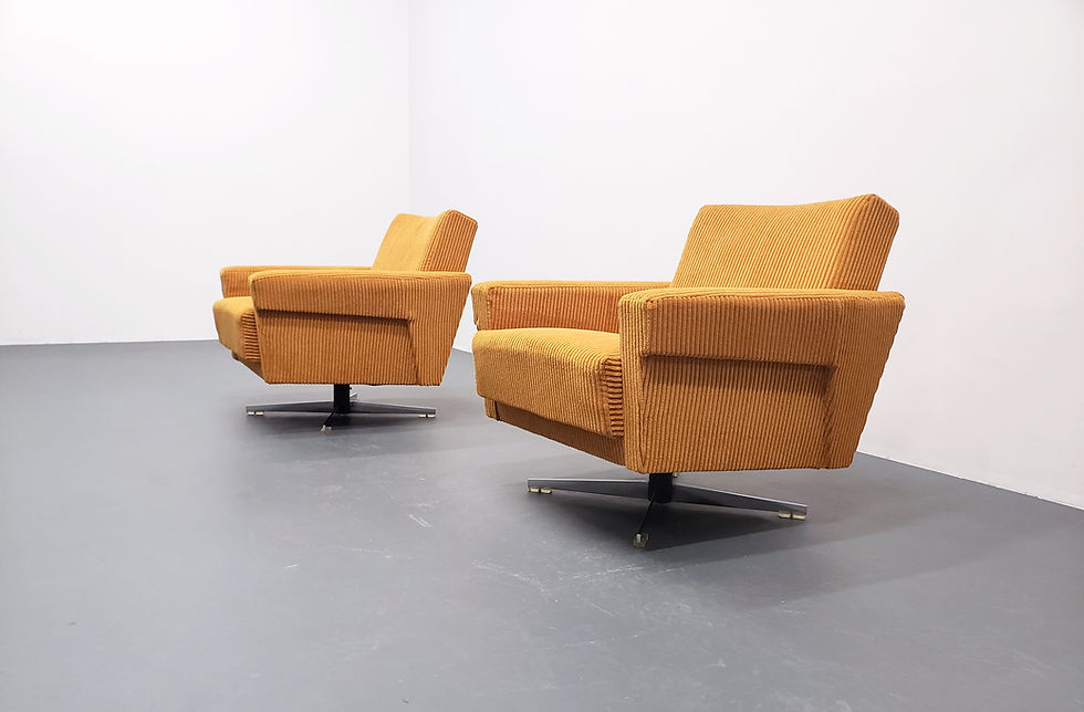 1960 Danish Swivel Club Armchair in Goldenrod Corduroy