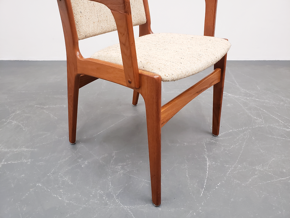 Thumbnail: Mid Century Teak Desk Chair – Neutral Wool Upholstery, 1960s